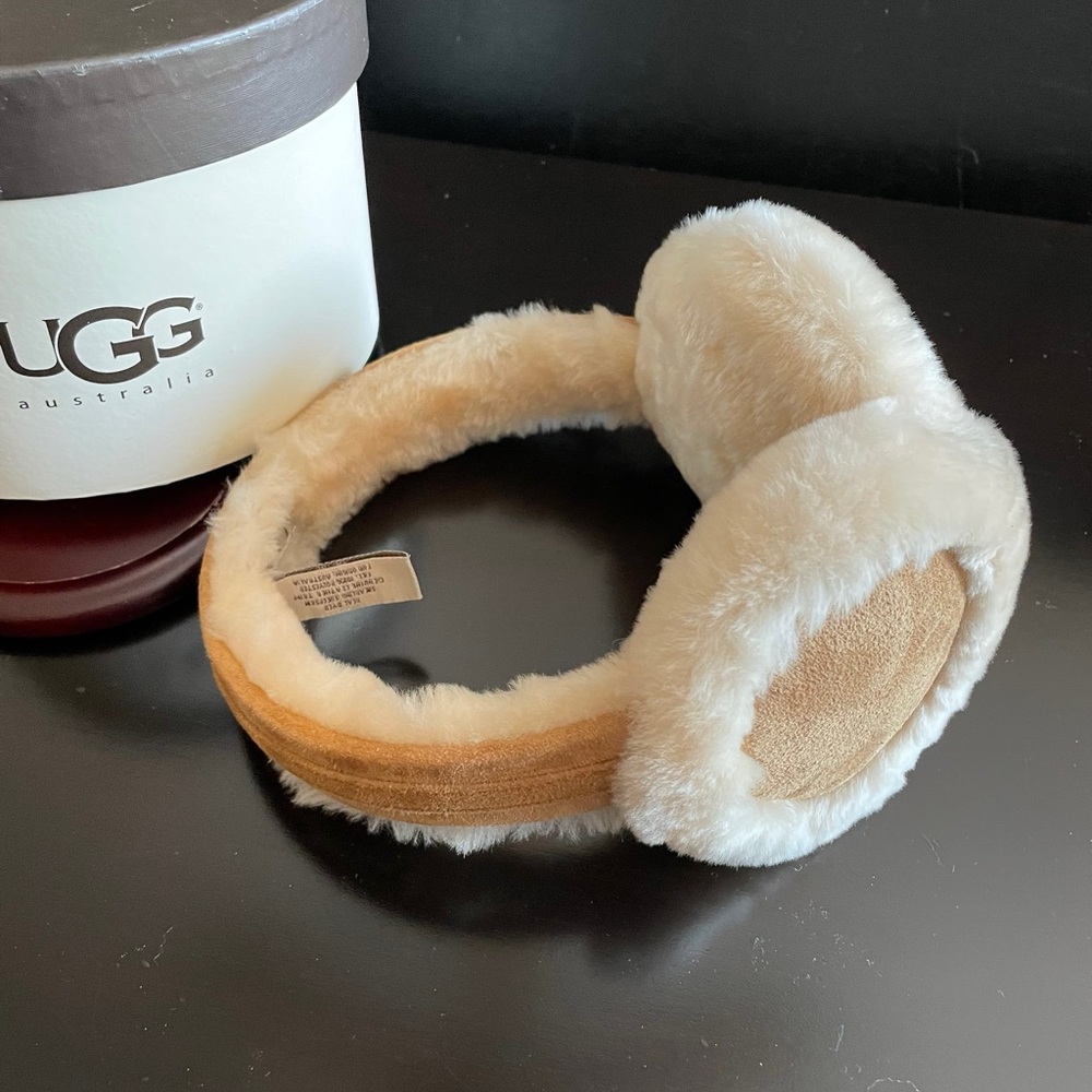 UGG Shearling and Suede Embroidered Earmuff (New in Box)